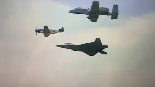 USAF F-22 Raptor demo/heritage flight at sun n fun 2021 (live airshow tv)