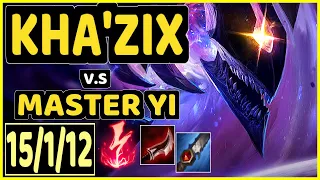 METAPHOR (KHA'ZIX) vs MASTER YI - 15/1/12 KDA JUNGLE GAMEPLAY - NA Ranked DIAMOND