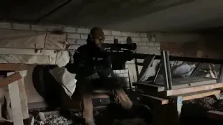 Ukrainian Sniper Using .57 Calibre Rifle