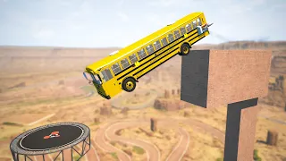 Cars Jump On The Trampoline - BeamNG drive