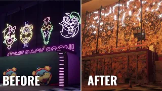 Comparison of pizzaplex before and after - FNAF: Security Breach Ruin DLC