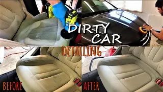 dirty car detail. complete mess inside the chrysler 200.filthy car detailing.