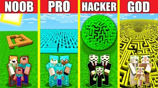 Minecraft Battle: MAZE BUILD CHALLENGE - NOOB vs PRO vs HACKER vs GOD / Animation HOUSE LABYRINTH