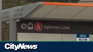 New Eglinton Crosstown LRT station platform being dug up