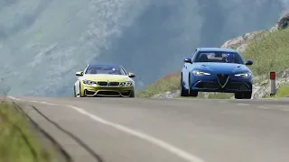 Alfa Romeo Giulia Quadrifoglio vs BMW M4 at Highlands