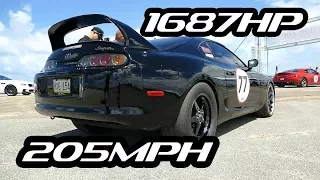 1687hp MONSTER Supra Goes 200+mph at the 1/2 Mile