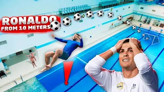 Painful (end) 😬 RONALDO challenge | Soccer VS Diving in swimming pool