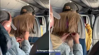 Furious passenger puts gum and coffee in woman’s hair after it blocks her TV –