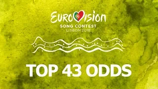 The top 43 according the bookmakers/betting odds - Eurovision Song Contest 2018 (March 13th 2018)