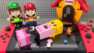 Lego Mario enters the Nintendo Switch to help Peach! Can he do it? Mario Odyssey Story #legomario