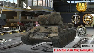 Wot Blitz. T34/100 4.8K Dmg Gameplay