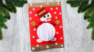 DIY Объемная открытка со снеговиком своими руками / Новогодние поделки / Easy Christmas Card Ideas