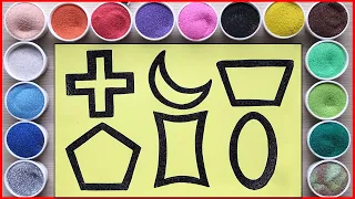 Vẽ tô màu tranh cát hình học đơn giản - Colored sand painting basic geometry shapes (Chim Xinh)