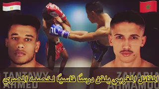 المقاتل المصري يتحدى البطل المغربي زكرياء أحمامو فيلقنه درسًا قاسيا داخل الحلبة ويتوج بالدرع