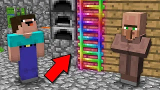 Minecraft NOOB vs PRO WHY VILLAGER GUARDS THIS SECRET RAINBOW LADDER Challenge 100% trolling