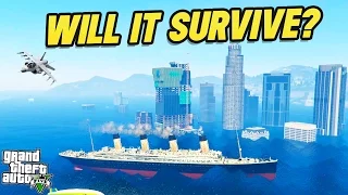 CAN THE TITANIC SURVIVE A TSUNAMI? (GTA 5 MODS)