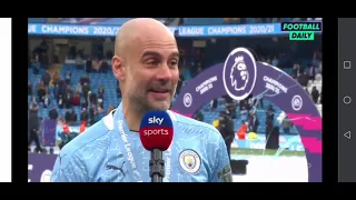 Pep guardio bids an emotional farewell to Sergio Aguero in todays final pl match Manchester City