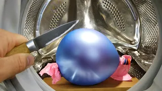 Experiment -   Ice Balloon on Layered - in a Washing Machine