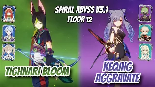 Tighnari Bloom w/ Nilou & Keqing Aggravate Abyss v3.1 Floor 12 (9 Stars) | Genshin Impact