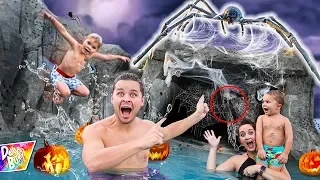 EXPLORING OUR HAUNTED SWIMMING POOL 🕷🎃👻 (Monster Caught On Camera!)