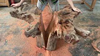 Ideas Of A Talented Carpenter // Unique Coffee Table And Chairs Set Created From Rare Tree Stumps