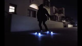 Cruising at the Beach with the Luminous Light Up Longboard Wheels