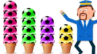 Learn Colors With Soccer Ice Cream Scoops🍧+ Many More Learning Videos For Kids | Captain Discovery