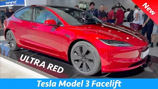 New Tesla Model 3 2024 (Facelift) - FIRST Look at Ultra Red color in 4K