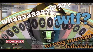 MONOPOLY LIVE - WRONG NUMBER (they count it as a Two but the result was ONE)