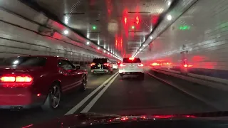 Driving through Lincoln Tunnel from New Jersey to Manhattan - Empire State Building - July 30 2023