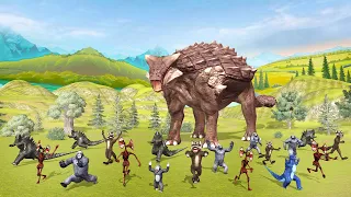 Evolution of Giant ANKYLOSAURUS vs TEAM GODZILLA GORILLA SIRENHEAD and WOLFS Jurassic world