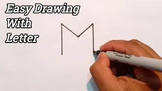 How To Draw A Frock Of Girls With Letter M | How To Draw A Super Cute Dress With Letter M