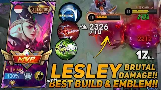 BRUTAL DAMAGE!! LESLEY NEW ONE SHOOT BUILD IS HERE🔥 LESLEY BEST BUILD 2024 ~MLBB