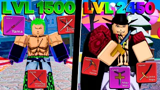 UPEI DO 1500 AO 2450 PEGANDO TODAS ESPADAS DO 3 SEA NO BLOX FRUITS! - ROBLOX