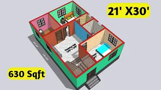 21x30 House Plan || 21 x 30 Ghar ka Naksha || 21x30 House design || 630 sqft