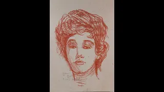 652) Timelapse Conte Crayon Portrait Sketching:  Gibson Girls Study with just sanguine