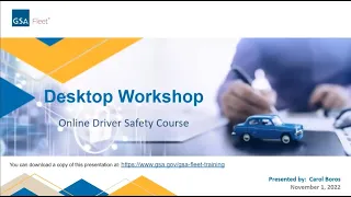GSA Fleet Desktop Workshop: Online Driver Safety Course