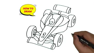 How to draw Formula one car. | Formula 1 racing car drawing.