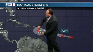 Tropical Storm Bret forms in the Atlantic