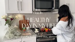 HEALTHY PRODUCTIVE DAY IN MY LIFE VLOG (grocery shopping, workout, meal ideas, afternoon walk)