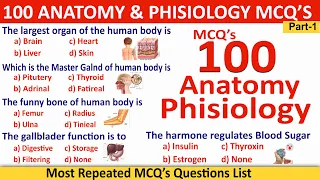 100 Anatomy and Physiology question and answers | Anatomy and Physiology MCQ's |  #Anatomymcqs