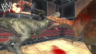 T Rex VS Spino & Lava Golem vs Purussaurus WWE Style - Animal Revolt Battle Simulator
