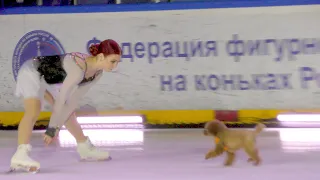 Alexandra Trusova on the ice with her dog. Russian seasons. 6.04.23