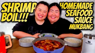 Giant Shrimp Seafood Boil Mukbang + Seafood Sauce Cooking Recipe 먹방 Eating Show! (THE SAUCE!!!)