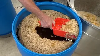 Separating over 350 pounds of honey from wax cappings using a honey wax seperator.