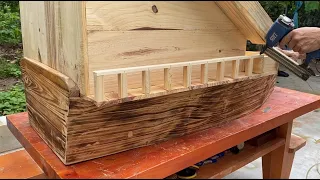 Extremely Unique Woodworking Project & Amazing Skills // Build A Wooden House On An Abandoned Boat