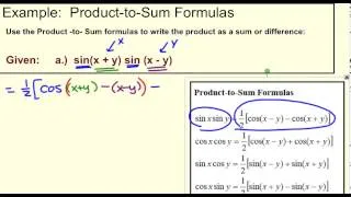 Product to Sum Formulas