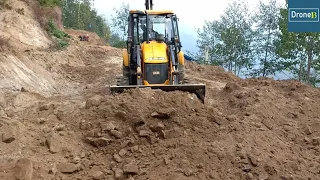 JCB Backhoe Loader-Hilly School Road Construction-Skillful Operator