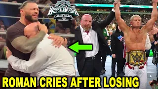Roman Reigns Cries After Losing Title to Cody Rhodes at WWE WrestleMania 40 as Paul Heyman Hugs Him