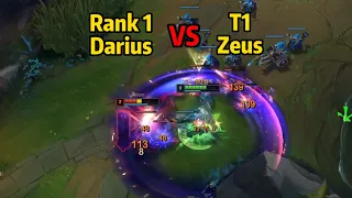 Rank 1 Darius vs T1 Zeus! *LEVEL 3 SOLO KILL*